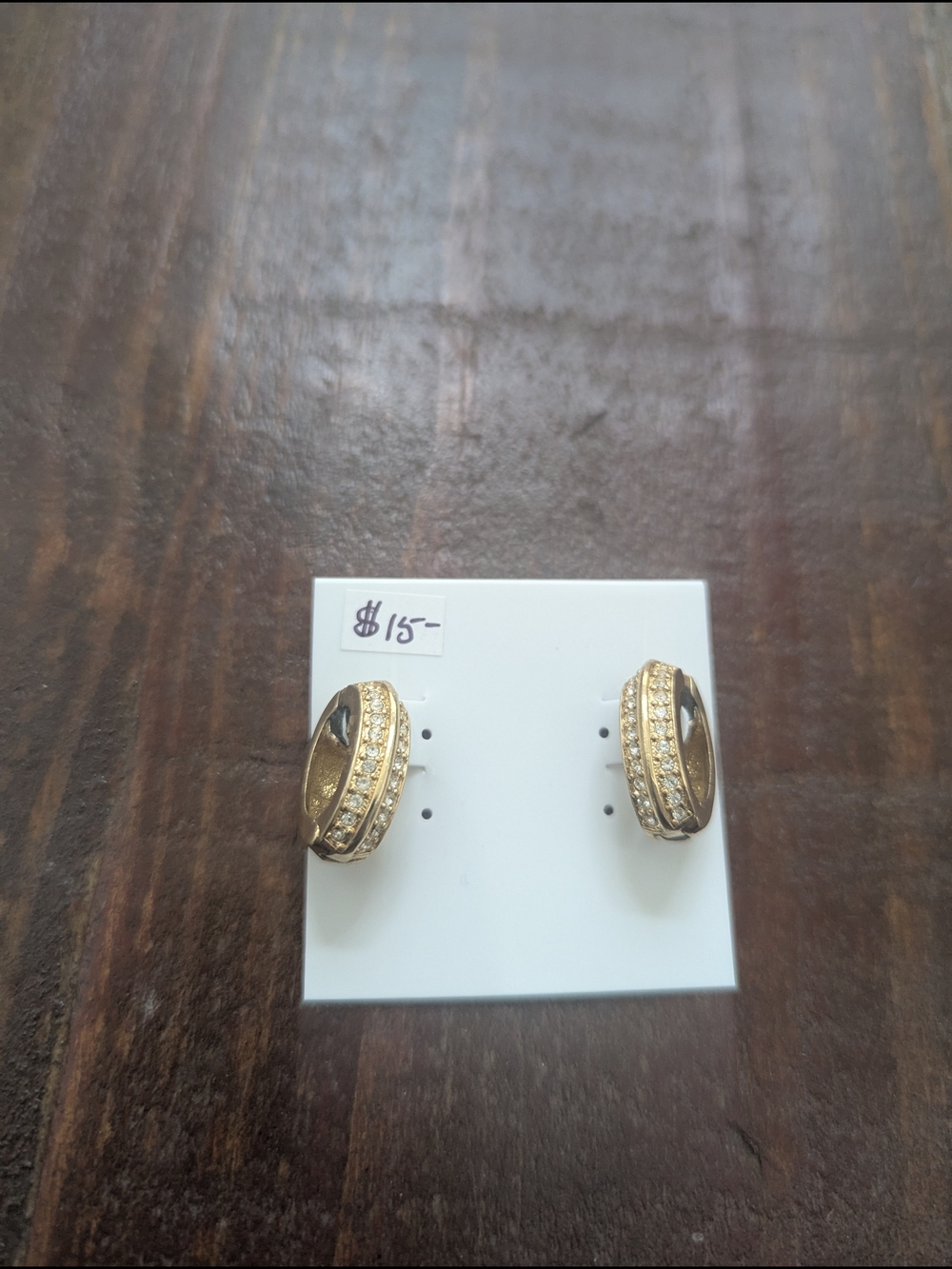 Gold Color Crystal Hoop -CLIP ON- Earrings - Women's Jewelry